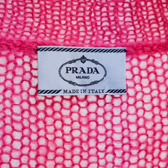 Prada Neon Pink Knit V-Neck Sweater - Picture 4 of 11